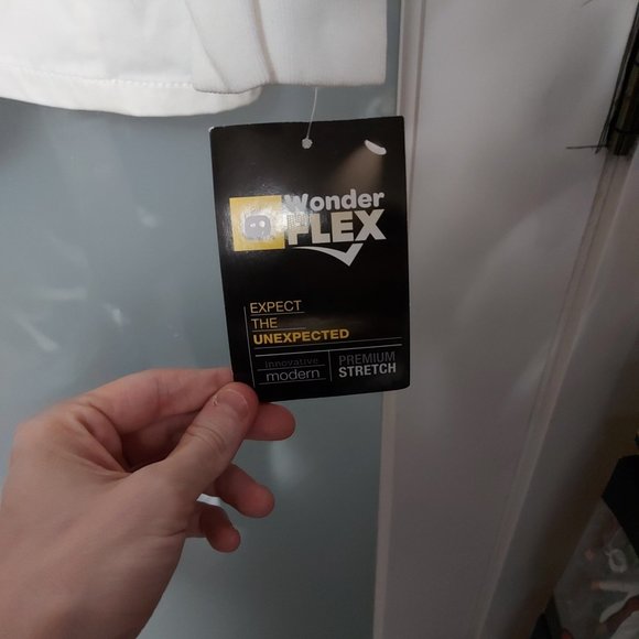 WonderWink WonderFlex Women White Scrub Top Long Sleeve Button Snap Sz Small - Picture 4 of 10